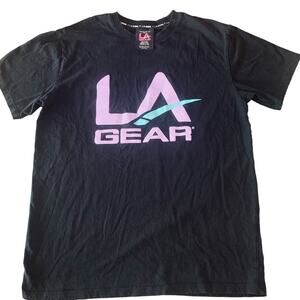 Vintage LA GEAR Forever 21 Mens Medium Black Purple t Shirt. 90’s Style